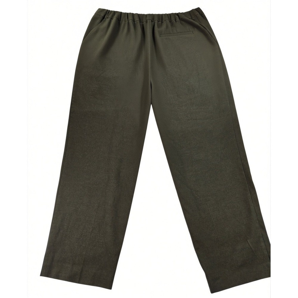 LOFT Womens XL Olive Green Wide Leg Pull On Stretch Dress Pants Casual Trousers